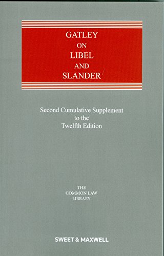 Stock image for Gatley on Libel and Slander Second Supplement to the Twelfth Edition for sale by Webbooks, Wigtown