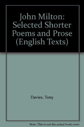 9780415006682: Selected Shorter Poems and Prose (English Texts S.)