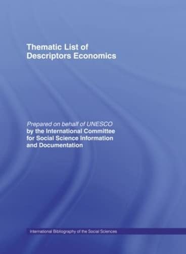 9780415017770: Thematic List of Descriptors: Economics (International Bibliography of Economics / Bibliographie Internationale De Science Economique)