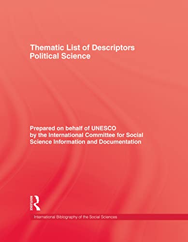 Imagen de archivo de Thematic List of Descriptors - Political Science a la venta por Chiron Media