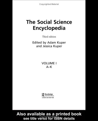 Beispielbild fr The Social Science Encyclopedia zum Verkauf von Better World Books