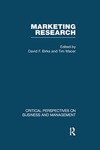 Imagen de archivo de Marketing Research Critical Perspectives on Business and Management a la venta por PBShop.store UK