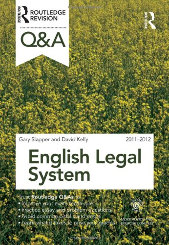 Q&A English Legal System 2011-2012 (Questions and Answers) (9780415599115) by Slapper, Gary; Kelly, David