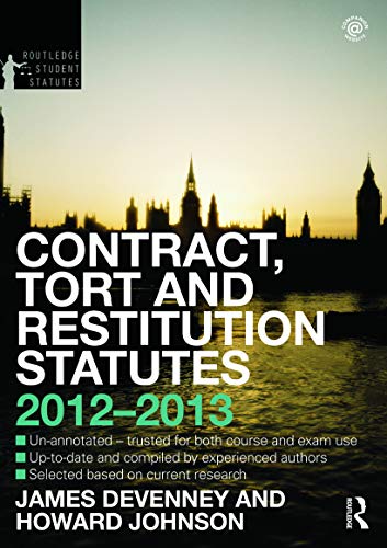Stock image for Contract, Tort and Restitution Statutes 2012-2013 for sale by Blackwell's