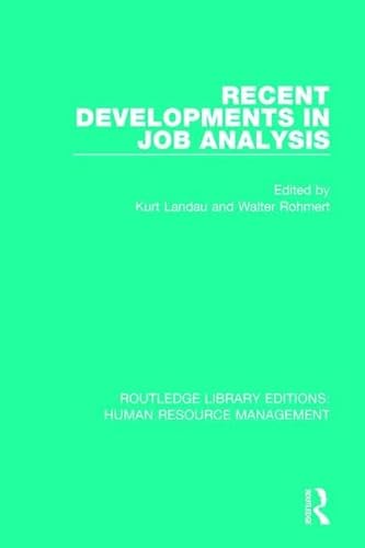 Stock image for Recent Developments in Job Analysis (Routledge Library Editions: Human Resource Management) for sale by Chiron Media