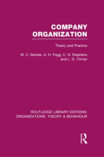 Imagen de archivo de Company Organization (RLE: Organizations): Theory and Practice (Routledge Library Editions: Organizations) a la venta por Chiron Media