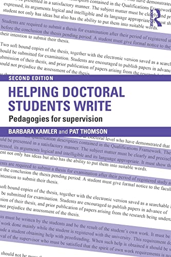 Beispielbild fr Helping Doctoral Students Write: Pedagogies for supervision zum Verkauf von AwesomeBooks