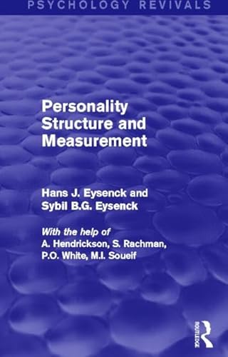 Personality Structure and Measurement (Psychology Revivals) (9780415840873) by Eysenck, Hans J.; Eysenck, Sybil B. G.