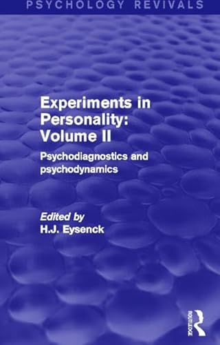 Stock image for Experiments in Personality: Psychodiagnostics and Psychodynamics: Vol 2 for sale by Revaluation Books