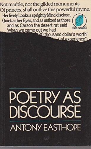 Beispielbild fr Poetry as Discourse : New Accents zum Verkauf von Better World Books