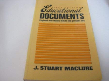 9780416394702: Educational Documents in England and Wales: 1816 to the Present Day