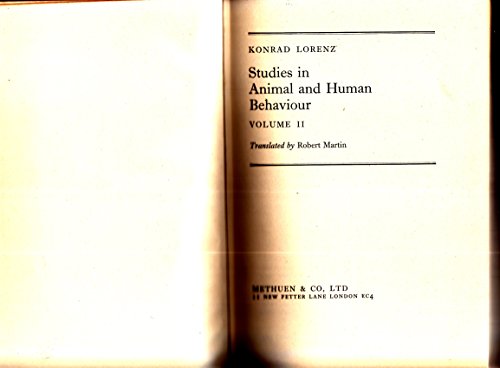 Stock image for STUDIES IN ANIMAL AND HUMAN BEHAVIOUR; VOL II for sale by Librairie Th  la page