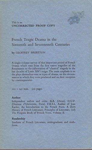 9780416789201: French Tragic Drama in the 16th and 17th Centuries (University Paperbacks)