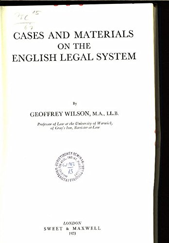 Beispielbild fr Cases and Materials on the English Legal System. zum Verkauf von Plurabelle Books Ltd