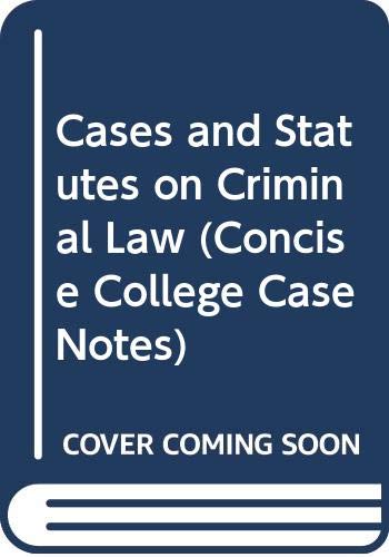 9780421169906: Cases and Statutes on Criminal Law