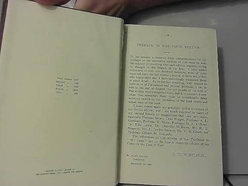 Beispielbild fr Textbook of the Law of Tort zum Verkauf von Cambridge Rare Books