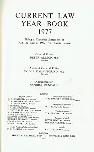 Current Law Year Book 1977 - Allsop, P (Ed.)