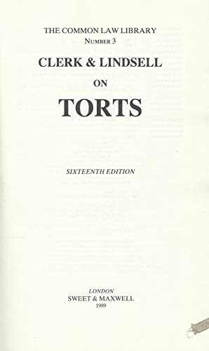 9780421377608: Clerk and Lindsell on Torts (Common Law Library S.)