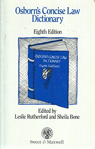 Imagen de archivo de Osborn's Concise Law Dictionary a la venta por Better World Books Ltd