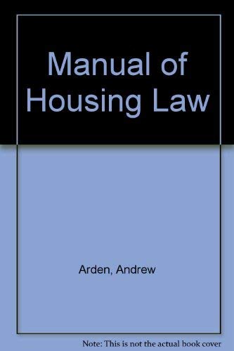 Beispielbild fr Manual of Housing Law zum Verkauf von Goldstone Books