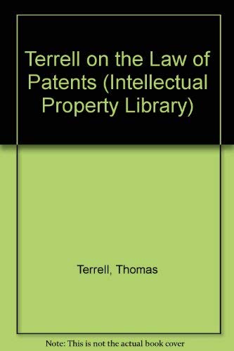 Imagen de archivo de Terrell on the Law of Patents a la venta por Better World Books Ltd