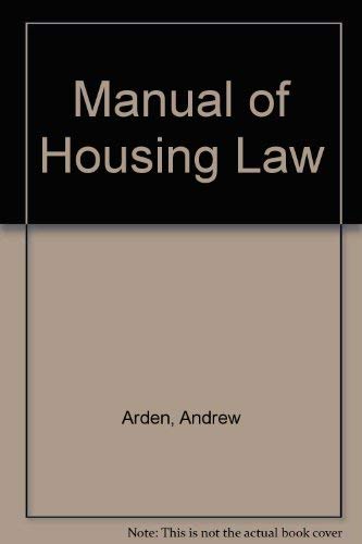 Beispielbild fr Manual of Housing Law zum Verkauf von Reuseabook