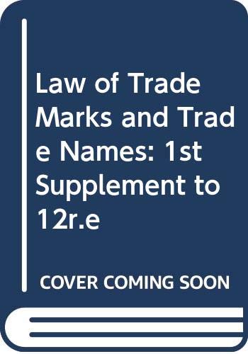 Beispielbild fr 1st Supplement to 12r.e (Law of Trade Marks and Trade Names) zum Verkauf von WorldofBooks