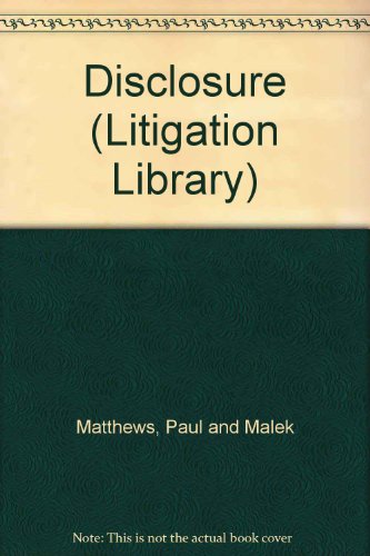 Imagen de archivo de Disclosure (Litigation Library) a la venta por Phatpocket Limited