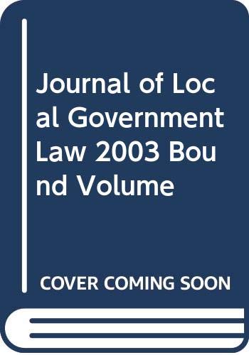 Journal of Local Government Law (9780421877603) by Unknown Author