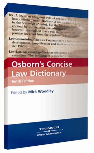 Imagen de archivo de Osborn's Concise Law Dictionary a la venta por MusicMagpie