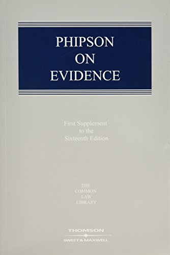 Imagen de archivo de PHIPSON ON EVIDENCE: SUPPLEMENT 1: FIRST SUPPLEMENT TO THE SIXTEENTH EDITION a la venta por Basi6 International