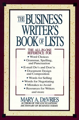 Beispielbild fr The Business Writers Book of Lists zum Verkauf von Reuseabook