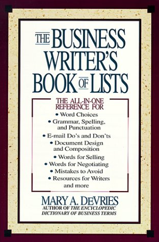 Stock image for The Business Writer's Book of Lists for sale by SecondSale