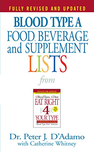 Beispielbild fr Blood Type A: Food, Beverage and Supplemental Lists from Eat Right 4 Your Type zum Verkauf von Wonder Book