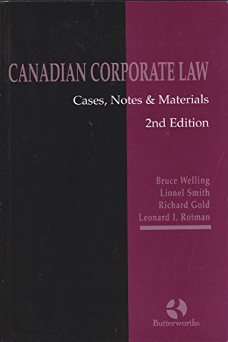 Stock image for Canadian Corporate Law Cases, Notes & Materials (Second Edition) for sale by ThriftBooks-Atlanta