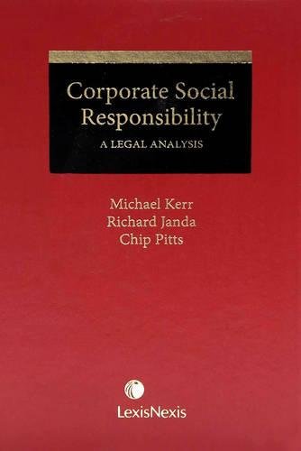 Imagen de archivo de Corporate Social Responsibility : A Legal Analysis a la venta por Cross-Country Booksellers