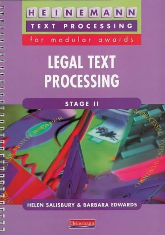 Legal Text Processing (9780435453916) by Barbara Edwards; Helen Salisbury