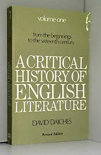 9780436121043: A Critical History of English Literature: v. 1