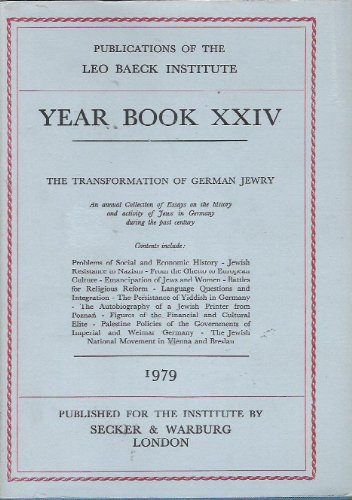 Stock image for Leo Baeck Institute Year Book XXIV The Transformation of German Jewry for sale by High Park Books