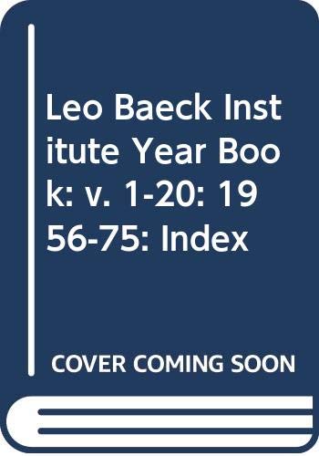 9780436255410: Leo Baeck Institute Year Book: v. 1-20: 1956-75: Index