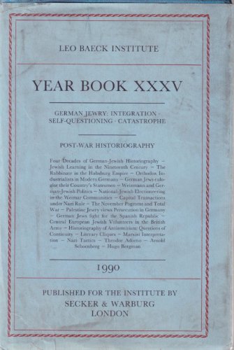 Beispielbild fr Leo Baeck Institute - Year Book 1990 XXXV: German Jewry zum Verkauf von UHR Books