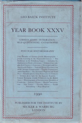 Stock image for LEO BAECK INSTITUTE, YEAR BOOK XXXV for sale by Neil Shillington: Bookdealer/Booksearch