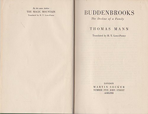 Stock image for Buddenbrooks for sale by Better World Books Ltd