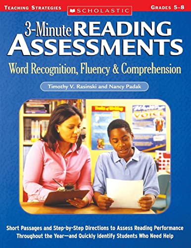 Beispielbild fr 3-Minute Reading Assessments : Short Passages and Step-By-Step Directions to Assess Reading Performance Throughout the Year-and Quickly Identify Students Who Need Help zum Verkauf von Better World Books