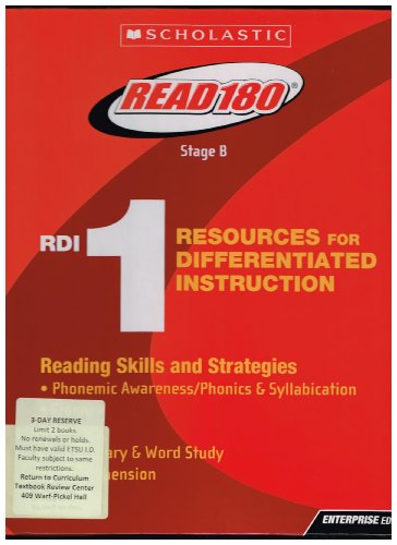 Beispielbild fr Scholastic Read 180 Stage B Resources for Differentiated Instruction Book 1 Reading Skills and Strategies zum Verkauf von Better World Books