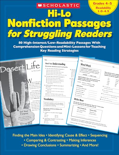 Stock image for Hi-Lo Nonfiction Passages for Struggling Readers: Grades 4-5: 80 High-Interest/Low-Readability Passages With Comprehension Questions and Mini-Lessons for Teaching Key Reading Strategies for sale by Ergodebooks