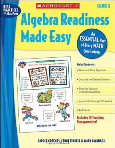 Stock image for Algebra Readiness Made Easy: Grade 5: An Essential Part of Every Math Curriculum [With 10 Full Color Teaching Transparencies] for sale by ThriftBooks-Atlanta