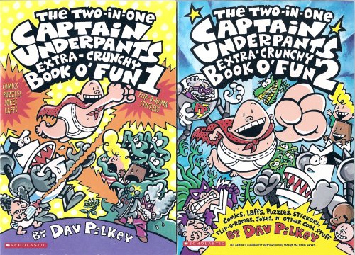 9780439892094: The Captain Underpants Two-in-One Extra-Crunchy Book o' Fun 1 and 2: Comics, Laffs, Puzzles, Sticker