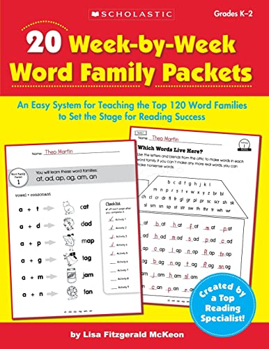 9780439929233: 20 Week-By-Week Word Family Packets: An Easy System for Teaching the Top 120 Word Families to Set the Stage for Reading Success (Teaching Resources)