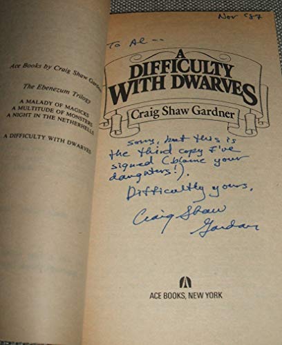 Imagen de archivo de A Difficulty with Dwarves a la venta por Better World Books